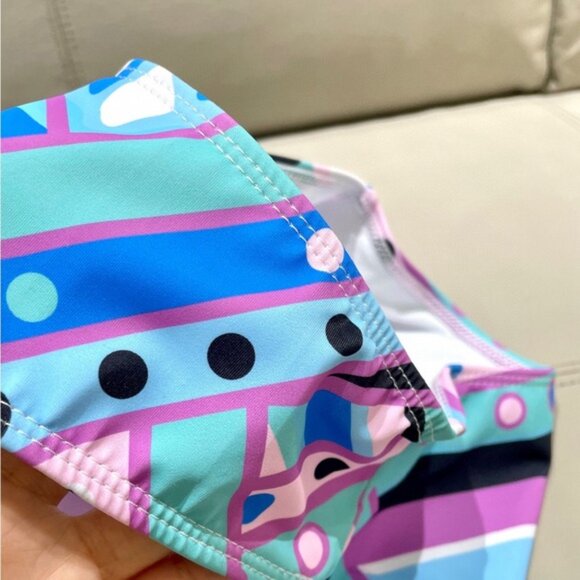 Emilio Pucci Blue and Pink Geometric One Piece Swimsuit - Picture 7 of 9